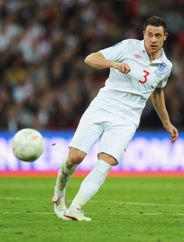 Wayne Bridge in action for England at Wembley.